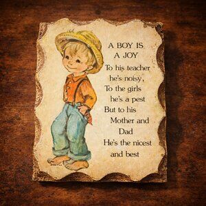 Vintage 1978 “A Boy Is a Joy” Nursery Wall Plaque